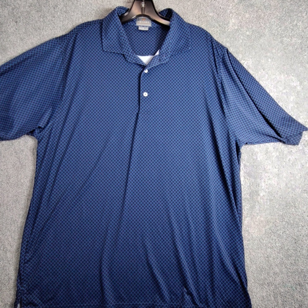 Fennec Mens Slim Fit Performance Golf Polo Shirt Size XL Navy Blue Jersey‎